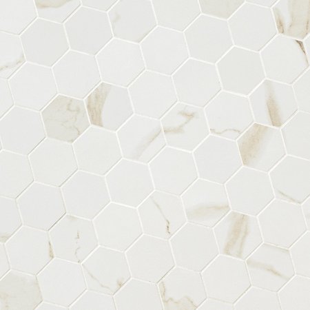 Msi Eden Calacatta 2 In X 2 In. Matte Porcelain Hexagon Floor & Wall Tile, 8PK ZOR-PT-0634
